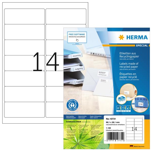Herma etiketten 99.1x38.1mm 10731 recycling 1120 stück - Herma-10731-4008705107310
