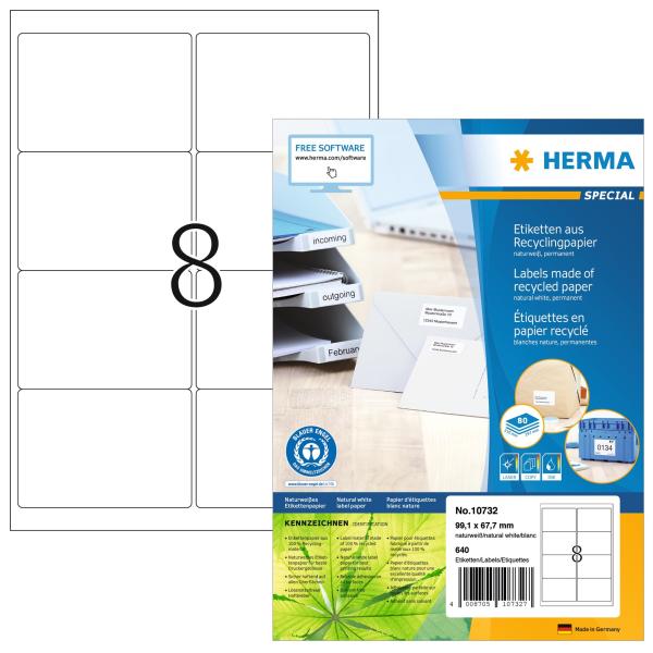 Herma etiketten 99.1x67.7mm 10732 recycling 640 stück - Herma-10732-4008705107327