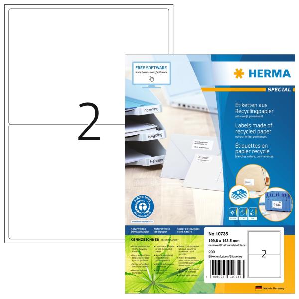 Herma etiketten 199.6x143.5mm 10735 recycling 160 stück - Herma-10735-4008705107358