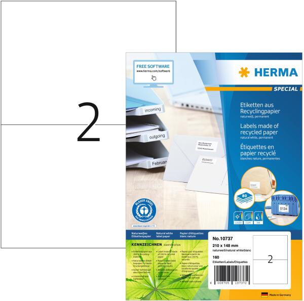 Herma etiketten 210x148mm 10737 recycling 160 stück - Herma-10737-4008705107372