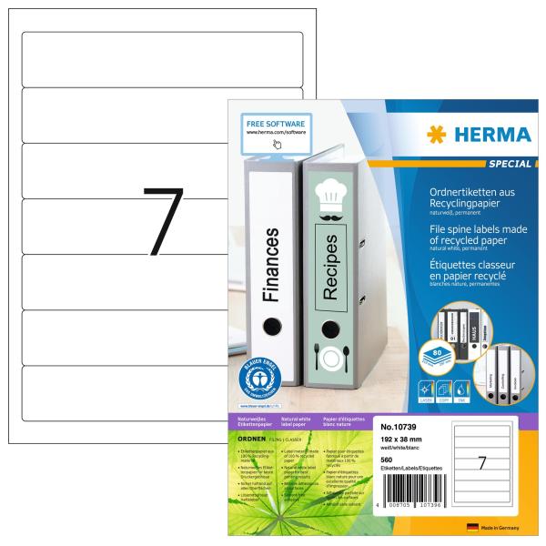Herma etiketten 192x38mm 10739 recycling 560 stück - Herma-10739-4008705107396