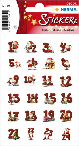 Herma sticker adventskalender 15071 rot 72 stück/3 blatt - Herma-15071-4008705150712