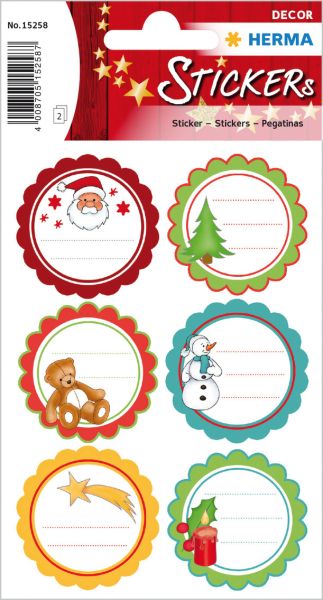Herma sticker geschenk weihnachten 15258 12 stück /2 blatt - Herma-15258-4008705152587