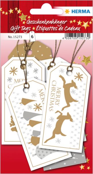 Herma geschenkanhänger weihnachten 15273 weiss gold 6 stück - Herma-15273-4008705152730