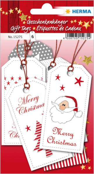 Herma geschenkanhänger weihnachten 15275 weiss rot 6 stück - Herma-15275-4008705152754
