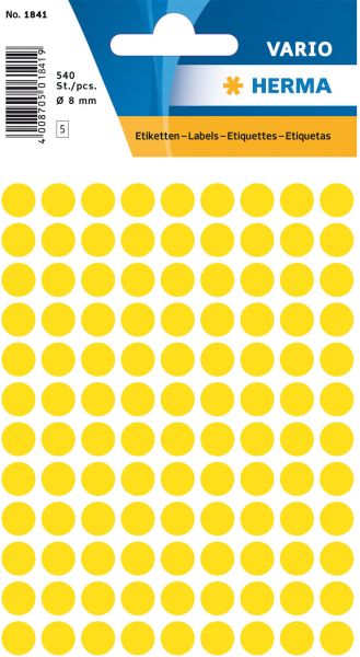 Herma markierungspunkte 8mm 1841 gelb 540 stück - Herma-1841-4008705018418