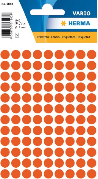 Herma markierungspunkte 8mm 1842 rot 540 stück - Herma-1842-4008705018425