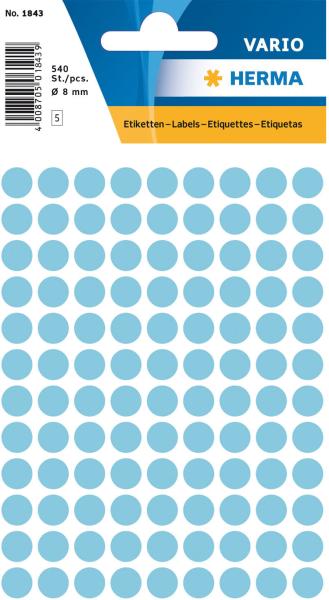 Herma markierungspunkte 8mm 1843 blau 540 stück - Herma-1843-4008705018432