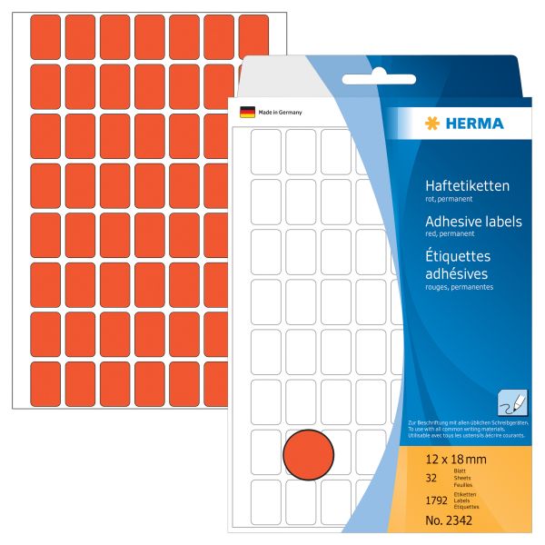 Herma etiketten 12×18mm 2342 rot 1792 stück - Herma-2342-4008705023429