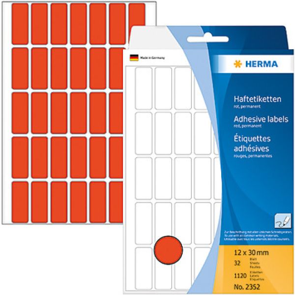 Herma etiketten 12×30mm 2352 rot 1120 stück - Herma-2352-4008705023528