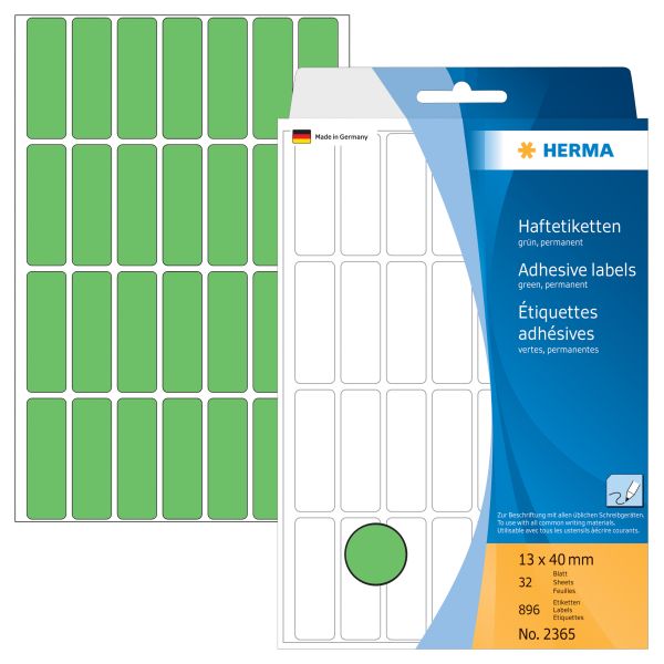 Herma etiketten 13×40mm 2365 grün 896 stück - Herma-2365-4008705023658