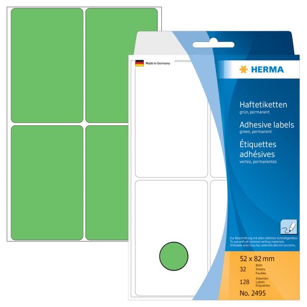 Herma etiketten 52×82mm 2495 grün 128 stück - Herma-2495-4008705024952