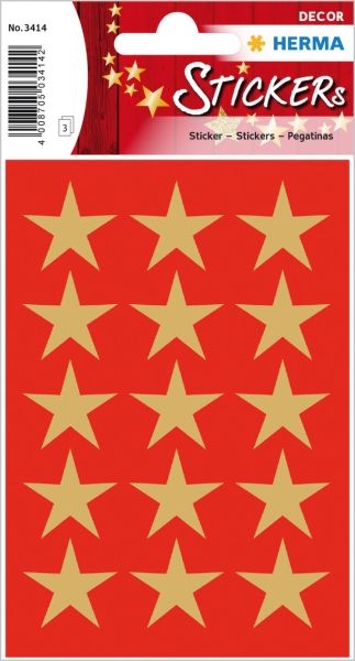 Herma sticker sterne 3414 gold 45 stück/3 blatt - Herma-3414-4008705034142