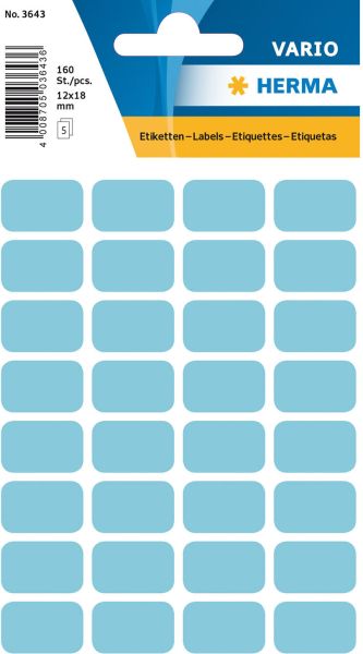 Herma etiketten 12×18mm 3643 blau 160 stück - Herma-3643-4008705036436