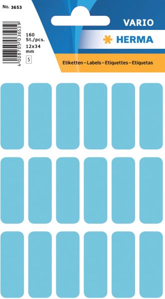 Herma haftetiketten 12x34mm 3653 blau, perm. 90 stück - Herma-3653-4008705036535