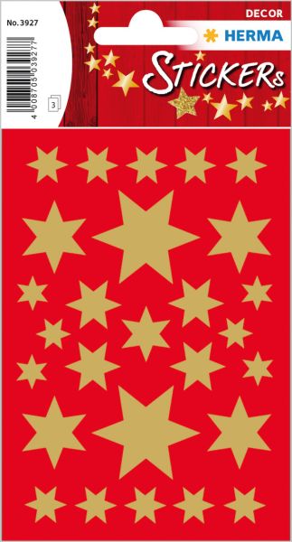 Herma sticker sterne 3927 gold 81 stück/3 blatt - Herma-3927-4008705039277