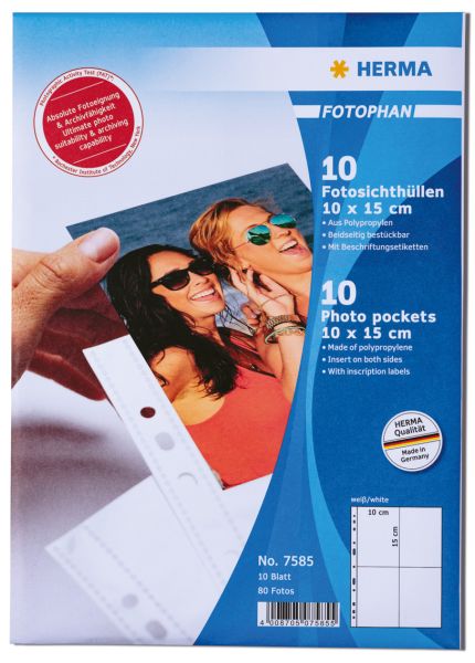 Herma zeigetaschen fotophan a4 7585 für fotos 10x15cm 10 stück - Herma-7585-4008705075855