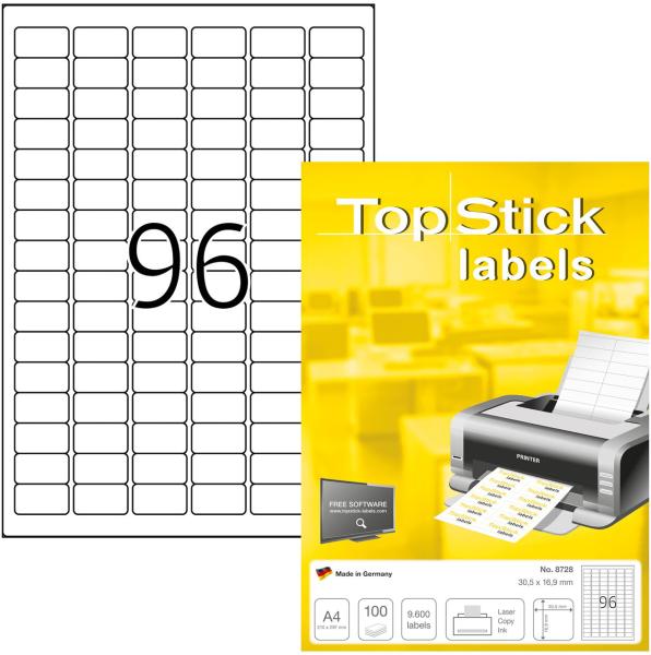 Herma etiketten topstick 30.5x16.9mm 8728 universal, weiss 9600 stück - Herma-8728-4023145087282