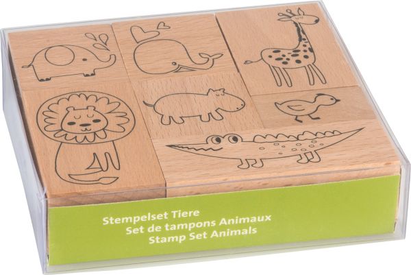 Heyda stempel-set tiere 12x10x3cm 204888688 holz 7-teilig - Heyda-204888688-4005329125751