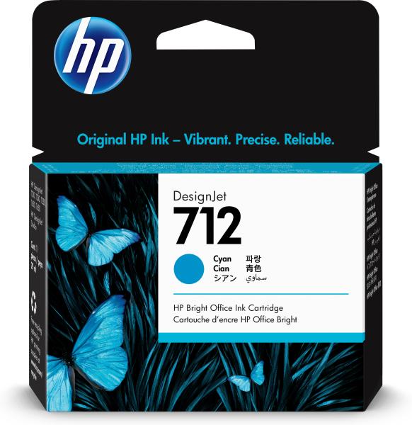 Hp tintenpatrone 712 cyan 3ed67a designjet t230/250/630 29ml - Hp-3ed67a-0193905352814