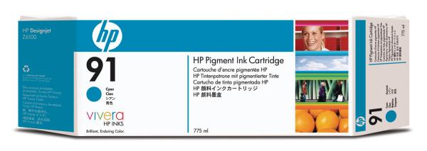 Hp tintenpatrone 91 cyan c9467a designjet z6100 775ml - Hp-c9467a-0882780987210