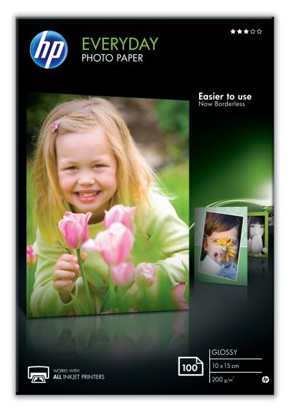 Hp everyday photo paper 10x15cm cr757a inkjet, glossy 200g 100 blatt - Hp-cr757a-0886111974887