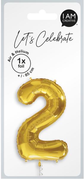 I am creative folienballon zahl 2 85cm 1000-1047 gold - I-am-creative-1000-1047-7611983246731