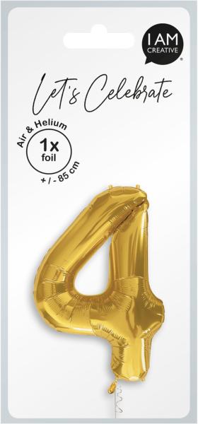 I am creative folienballon zahl 4 85cm 1000-1049 gold - I-am-creative-1000-1049-7611983246755