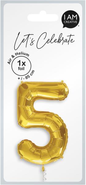I am creative folienballon zahl 5 85cm 1000-1050 gold - I-am-creative-1000-1050-7611983246762