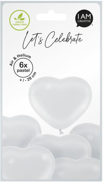 I am creative ballons herz 27cm 1000-1074 weiss 6 stück - I-am-creative-1000-1074-7611983247004