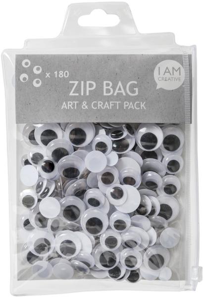 I am creative wackelaugen set 4010.1 zip bag, 180 stück - I-am-creative-40101-7611983166114