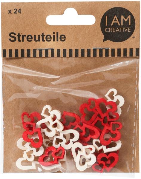 I am creative streuteile doppelherz 4501.82 rot/weiss, 24 stück - I-am-creative-450182-7611983190485