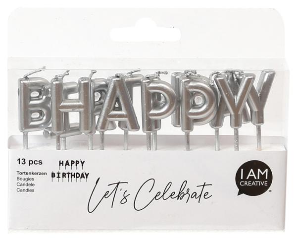 I am creative kerzen, happy birthday 6010.907 silber - I-am-creative-6010907-7611983207695