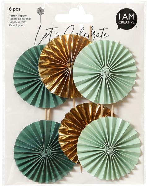 I am creative fächer picker, mint, gold 6010.945 6 stück - I-am-creative-6010945-7611983208616