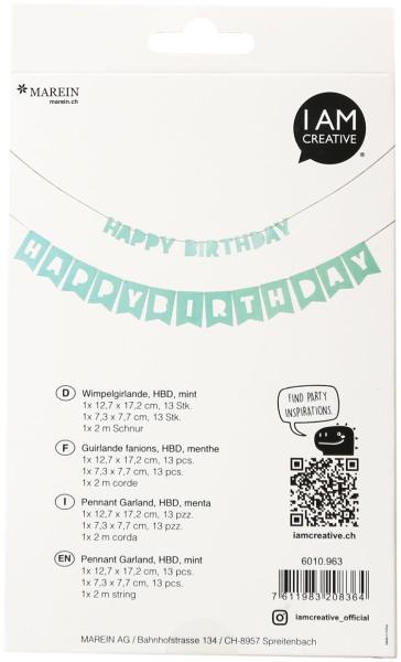 I am creative girlande, birthday,mint,230cm 6010.963 2 stück - I-am-creative-6010.963-7611983208364-02.jpg