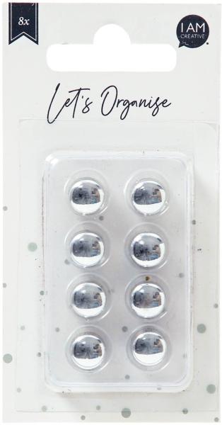 I am creative dekomagnet let`s organize maa4035.38 silber, rund 8 stück - I-am-creative-maa403538-7611983215355