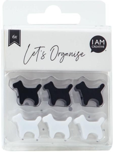 I am creative magnet hund let`s organize maa4035.53 schwarz, weiss 6 stück - I-am-creative-maa403553-7611983215508