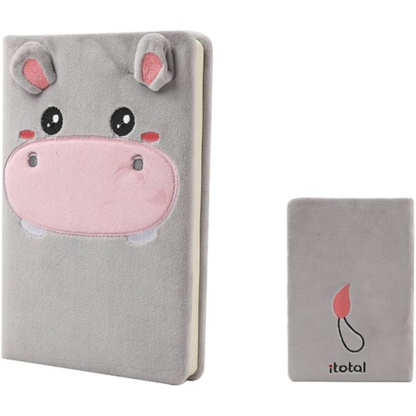 I-total plüsch-notizbuch xl2052f hippo grau - I-total-xl2052f-8053634000450