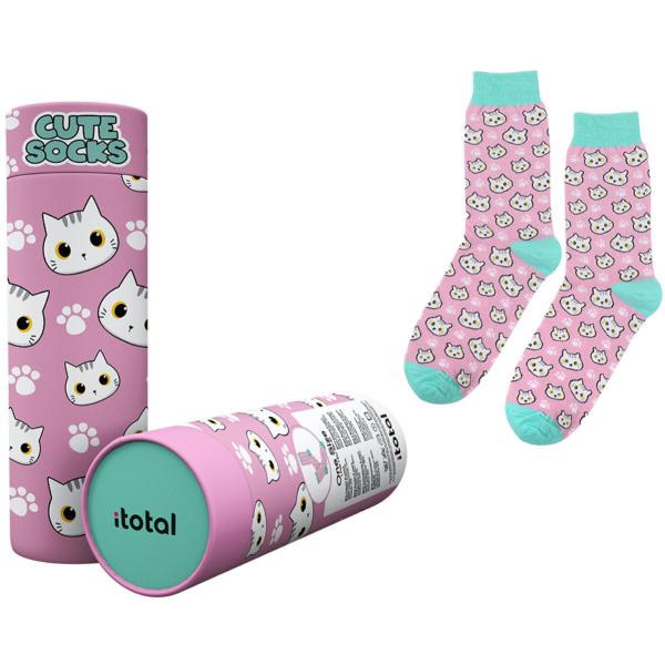 I-total socken, white cat xl2824 rosa - I-total-xl2824-8059037079369
