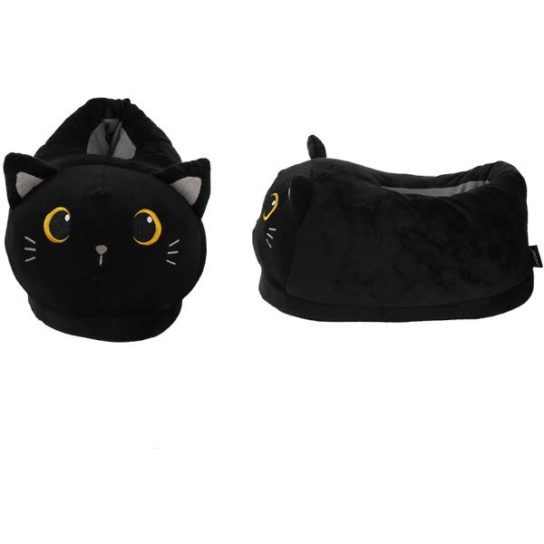 I-total plüsch-hausschuhe 30x19x18cm xl2843 black cat - I-total-xl2843-8059037079833