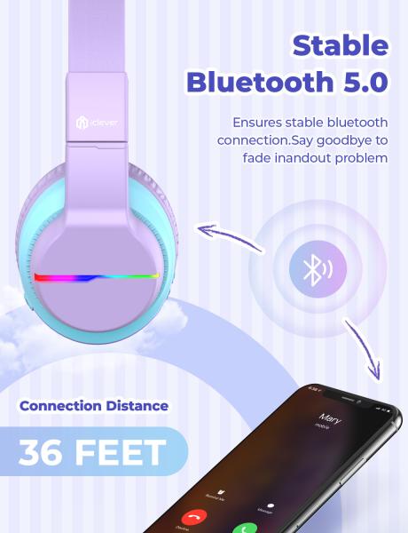 Iclever headphones kids bt led c03-1702n-11 74/85/94 db, 55h purple - Iclever-c03-1702n-11-6934911798395-05.jpg
