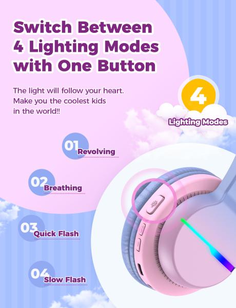 Iclever headphones kids bt led c03-1702n-29 74/85/94 db, 55h gradient pink - Iclever-c03-1702n-29-6934911796209-02.jpg