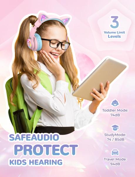 Iclever headphones kids cat c04-2083n-14 74/85/94 db, 50h pink - Iclever-c04-2083n-14-6934911797657-03.jpg