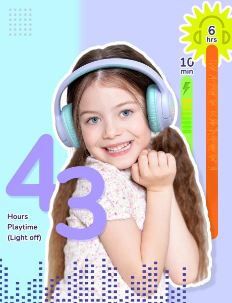 Iclever bth18 headphones kids led c10-2083n-02 bt, 74/85 db, 43h, purple - Iclever-c10-2083n-02-6934911794472-04.jpg