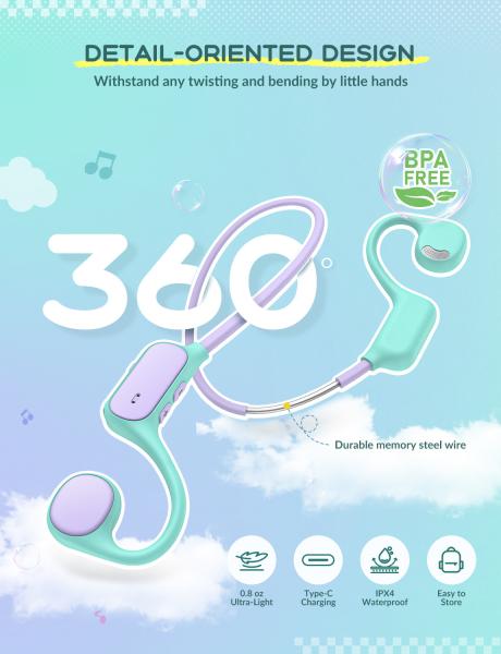 Iclever air conduction headphones bt ows01 74/85 db, purple/green - Iclever-ows01-6934911798418-03.jpg