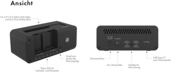 Icy box docking- & clonestation for ib-2924mscl-c31 2.5,3.5in sata & 2x m.2 nvme - Icy-box-ib-2924mscl-c31-4250078174349-04.jpg
