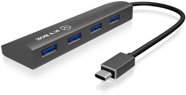 Icy box usb type-c hub ib-ac6405-c 4x usb 3.0 typ a anthrazite - Icy-box-ib-ac6405-c-4250078163169