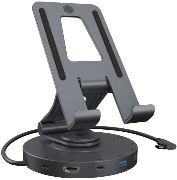 Icy box swivel stand & dockingstation ib-th100-dk usb-c, hdmi, usb-a, - Icy-box-ib-th100-dk-4250078173762