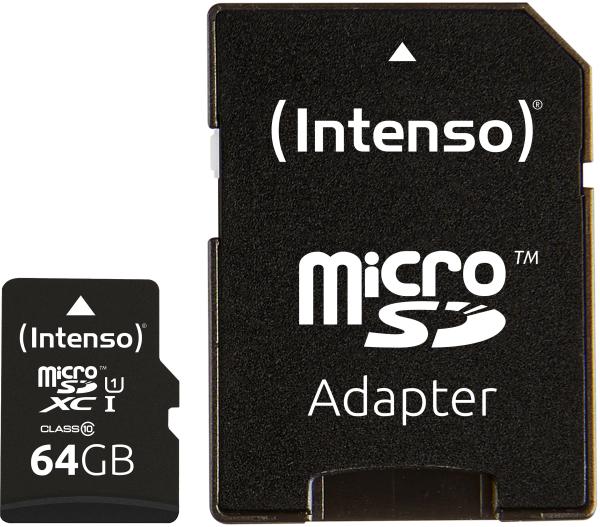 Intenso micro sdxc card premium 64gb 3423490 with adapter, uhs-i - Intenso-3423490-4034303019861