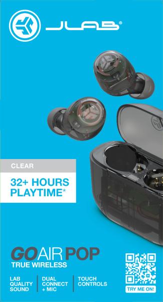 Jlab go air pop earbuds ieuebgairpoprclr124 true wireless, clear - Jlab-ieuebgairpoprclr124-0810119070517-05.jpg